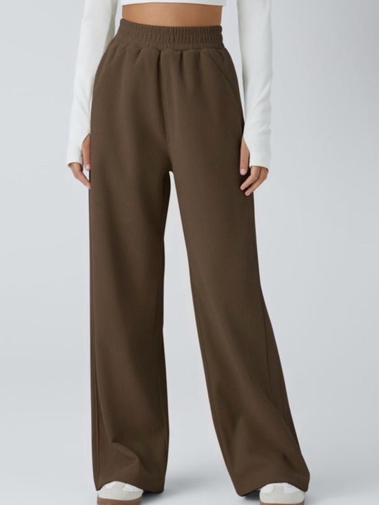 HALARA Pants - HALARA Brown Corduroy Wide-Leg Women's Trousers